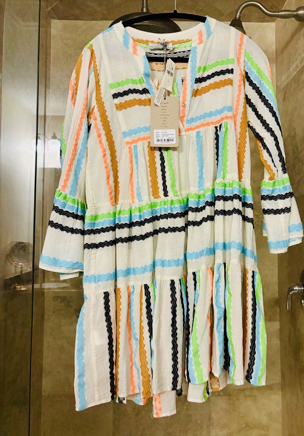 NWT Devotion Twins Ella Embroidered Boho Tiered Mini Dress White Resort Vacation