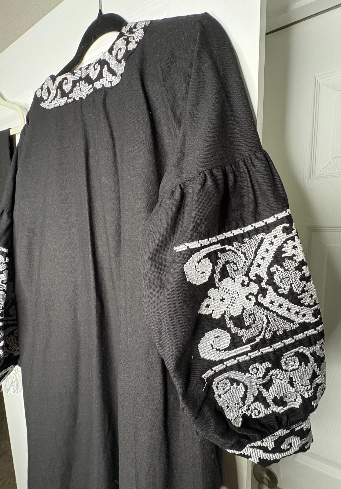 Couples Match Vyshyvanka Set – Black Embroidered Dress and Men’s Shirt, Ukrainia