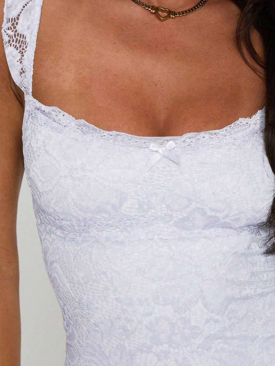 Elegant Lace Patchwork Mini Dress Backless Spaghetti Strap Zipper Party Slim