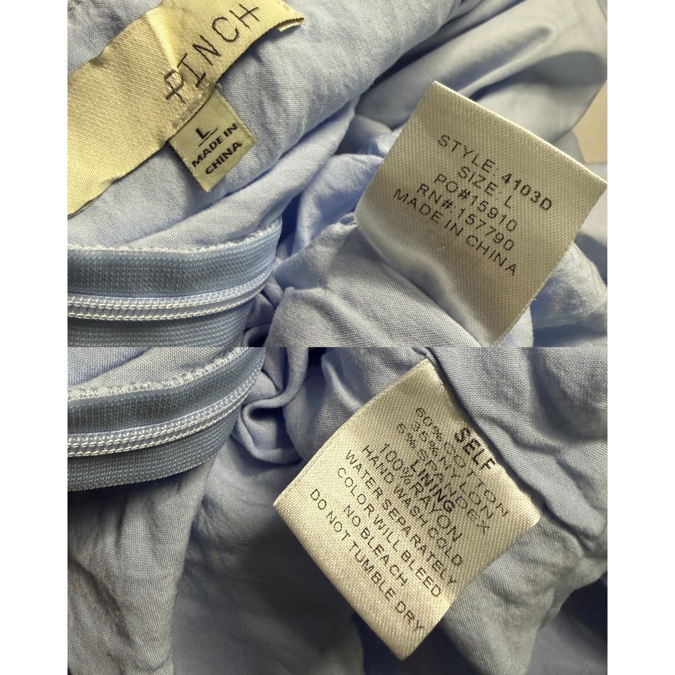 PINCH Light Blue Pastel Twist Front Puff Sleeve Bubble Hem Babydoll Mini Dress L