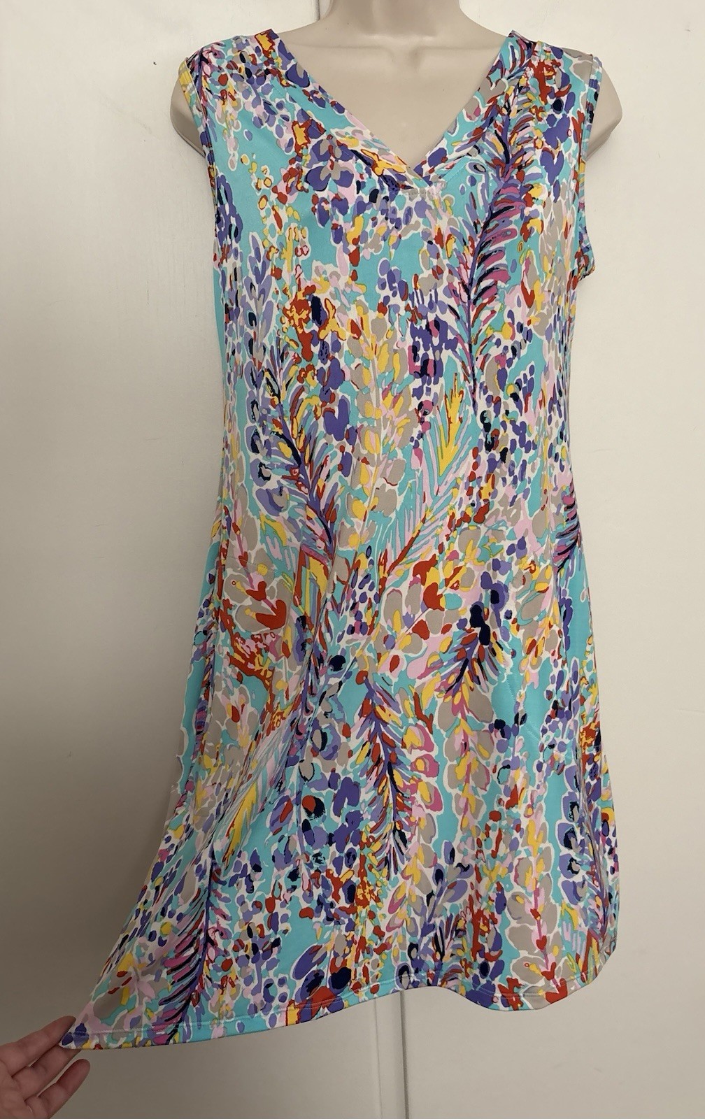 Flawless Women’s Stretchy Medium Colada Co. Spring Meadow Aqua Callie Dress II