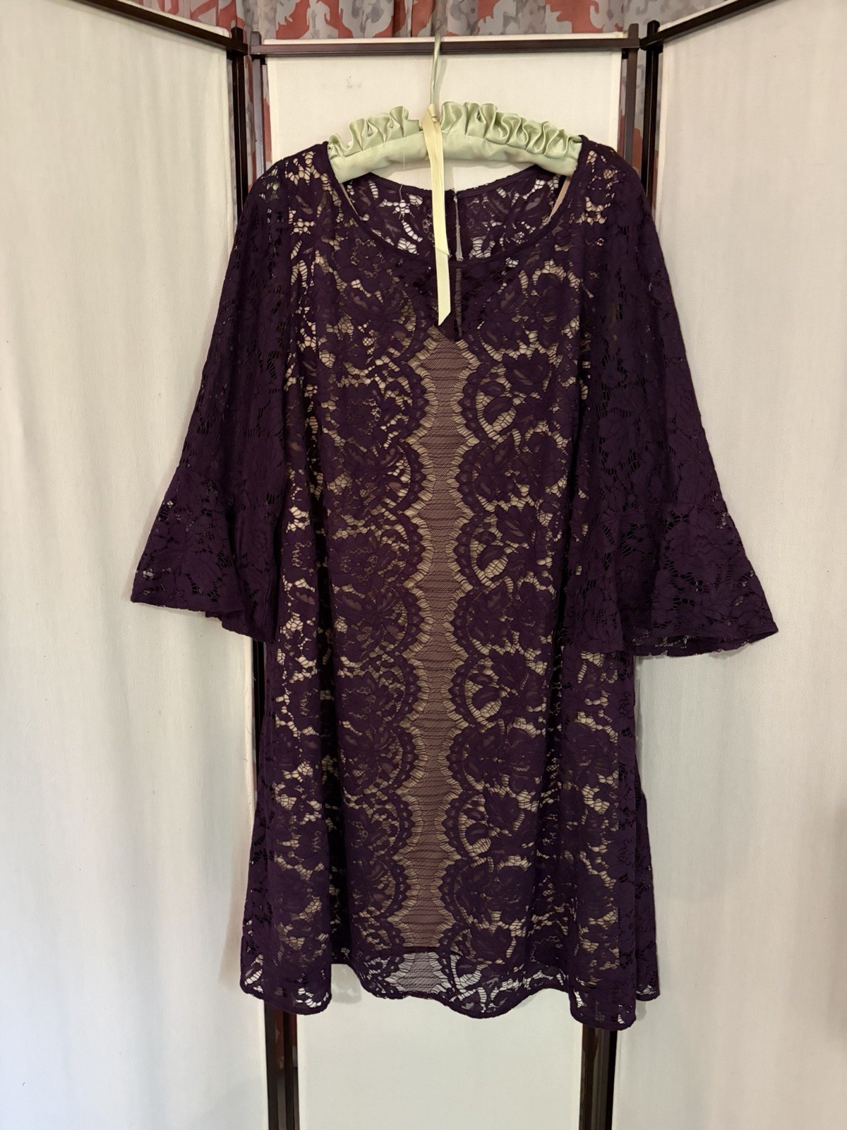 Size 22W Lane Bryant Dress Eggplant Purple Lace Nude Lining BEAUTIFUL