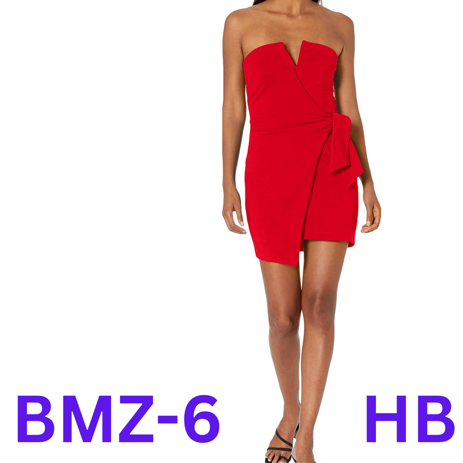 4SI3NNA Women’s Raiza Surplice V-Neck Strapless Mini Dress, Tango Red, M