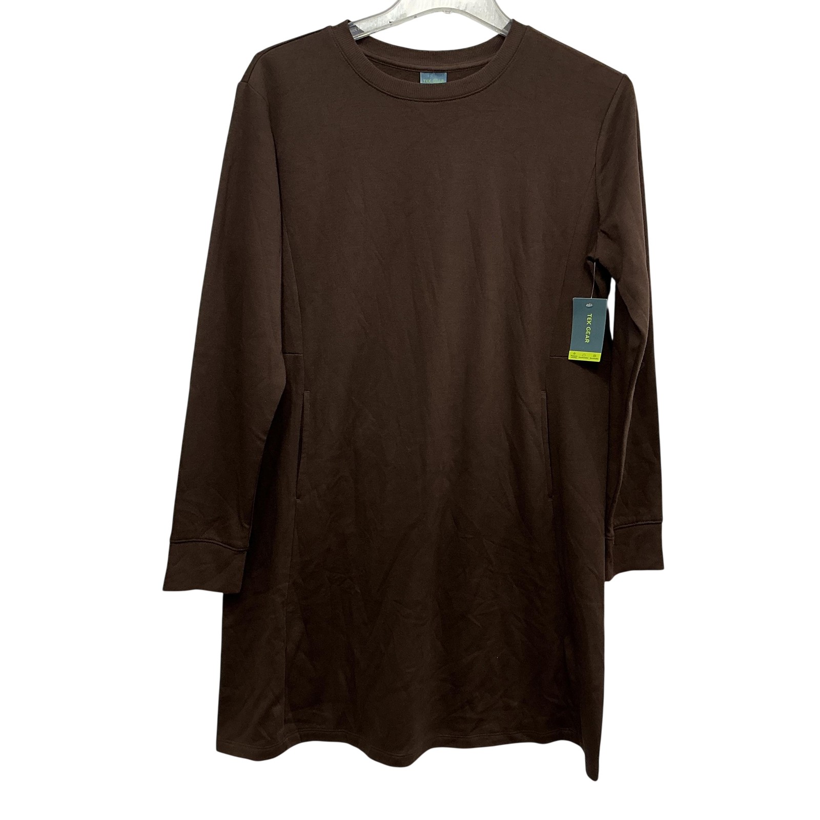 Tek Gear Dress Womens XL Brown Long Sleeve T Shirt Pockets Moisture Wicking