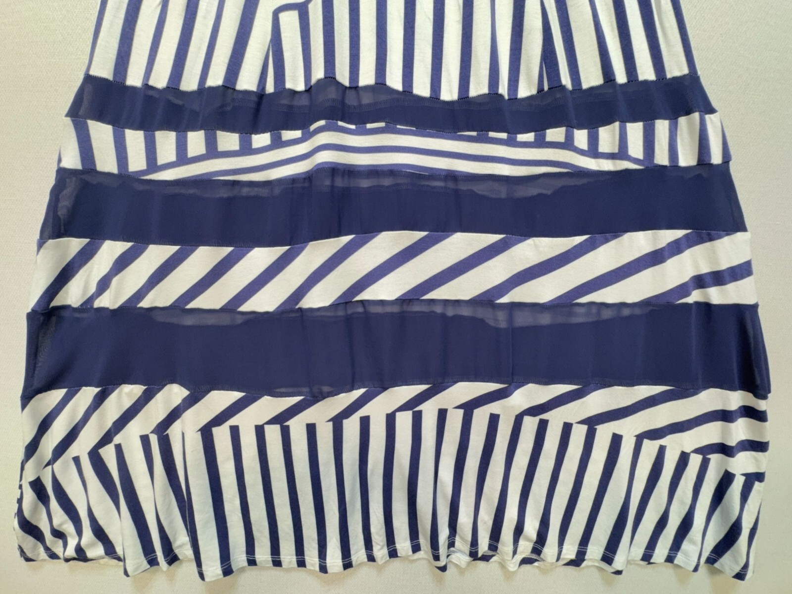 Peter Som For Designation Womens Maxi Dress Size S Blue White Striped Sheer