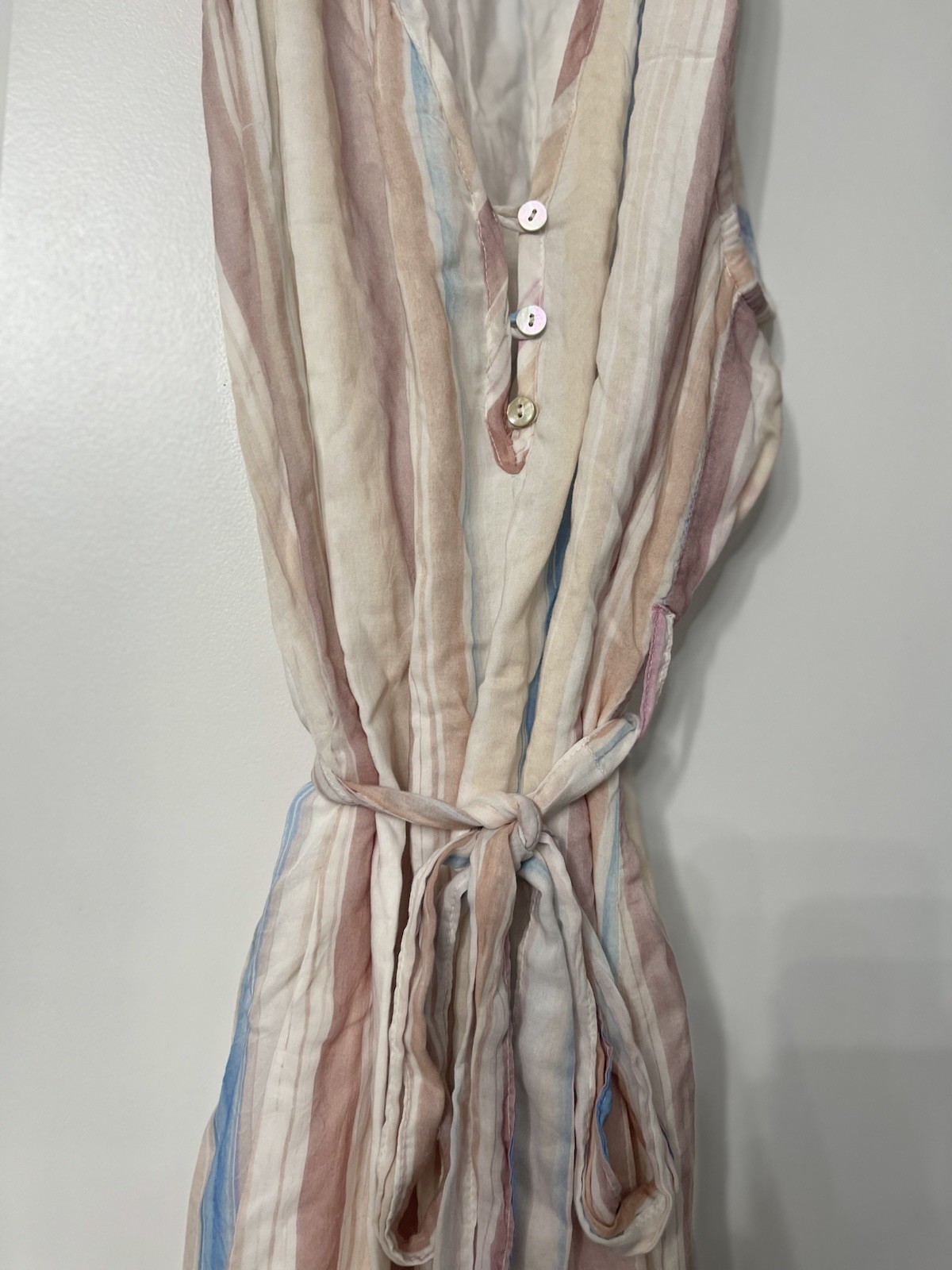 Cloth & Stone Sleeveless Striped Button-Front Dress Tie Waist S Coastal Vacation