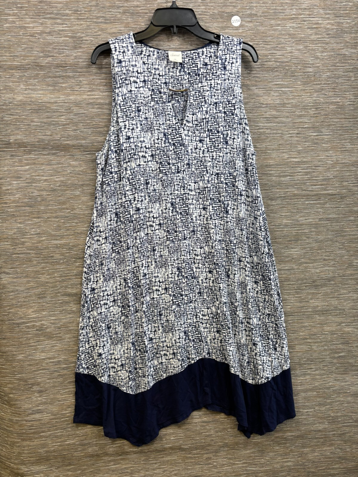 Soma Shift Dress Women’s Size XL Blue White Abstract Stretch Sleeveless Pockets