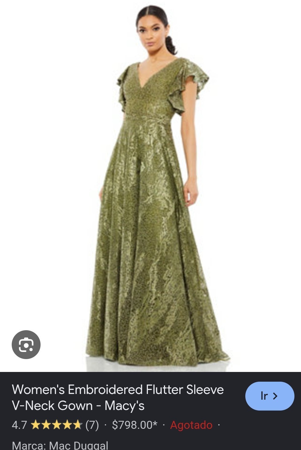 NWT Mac Duggal 20310 Embroidered Beaded Flutter Sleeve Gown Olive Green SZ 16