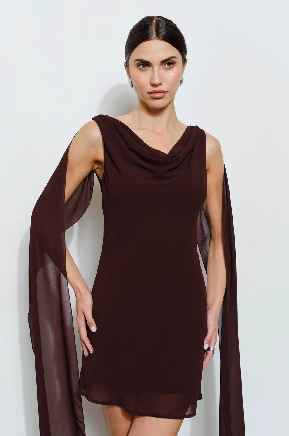 Women’s Brown Mesh Overlay Mini Dress Size Medium NEW WITH TAGS