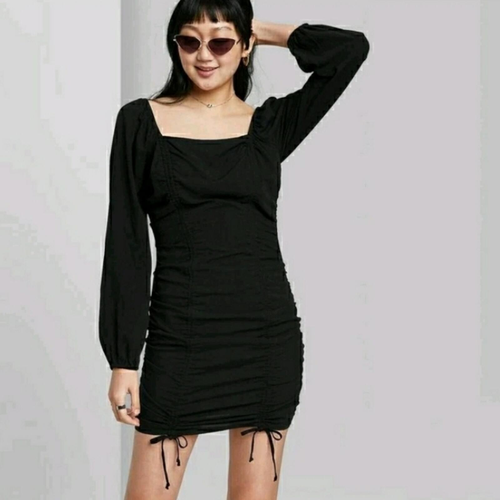 Wild Fable Women’s Puff Long Sleeve Double Ruched Dress.