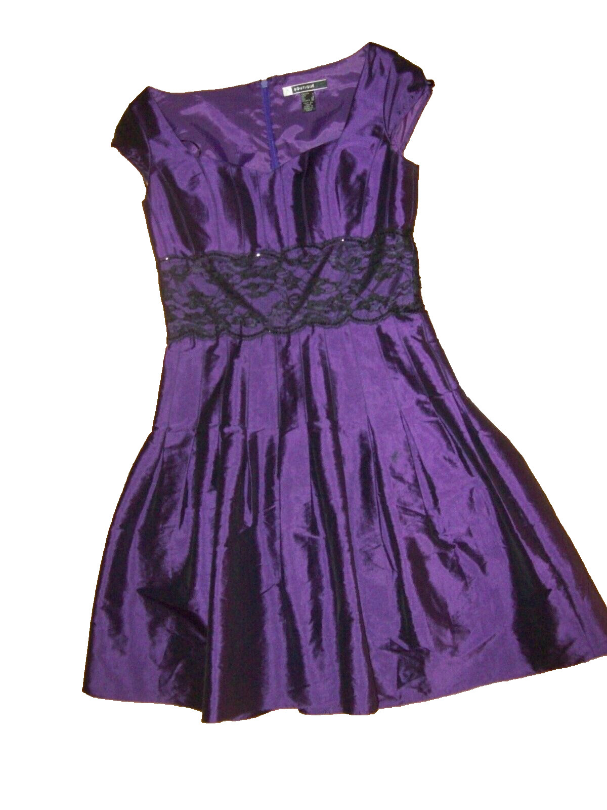JS BOUTIQUE Cocktail Evening Off Shoulder Purple Tafetta DRESS Womens Size 6 NEW