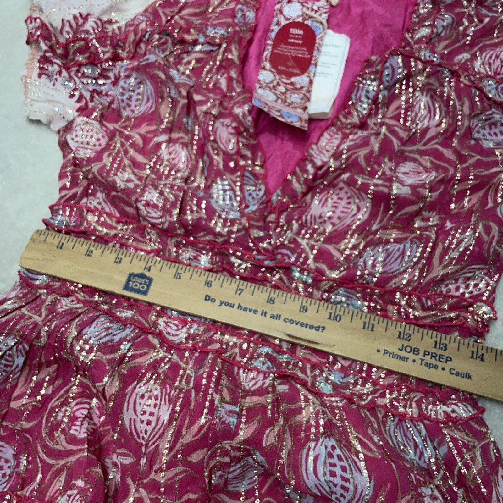 ASH & EDEN Tuckernuck Maxi Dress M Pink Gold Tiered Boho Hippie India Artsy NWT