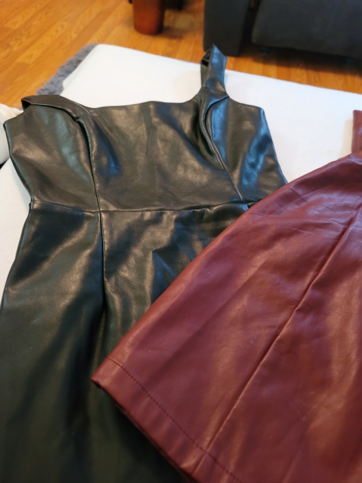Two Faux Leather Dresses, XS