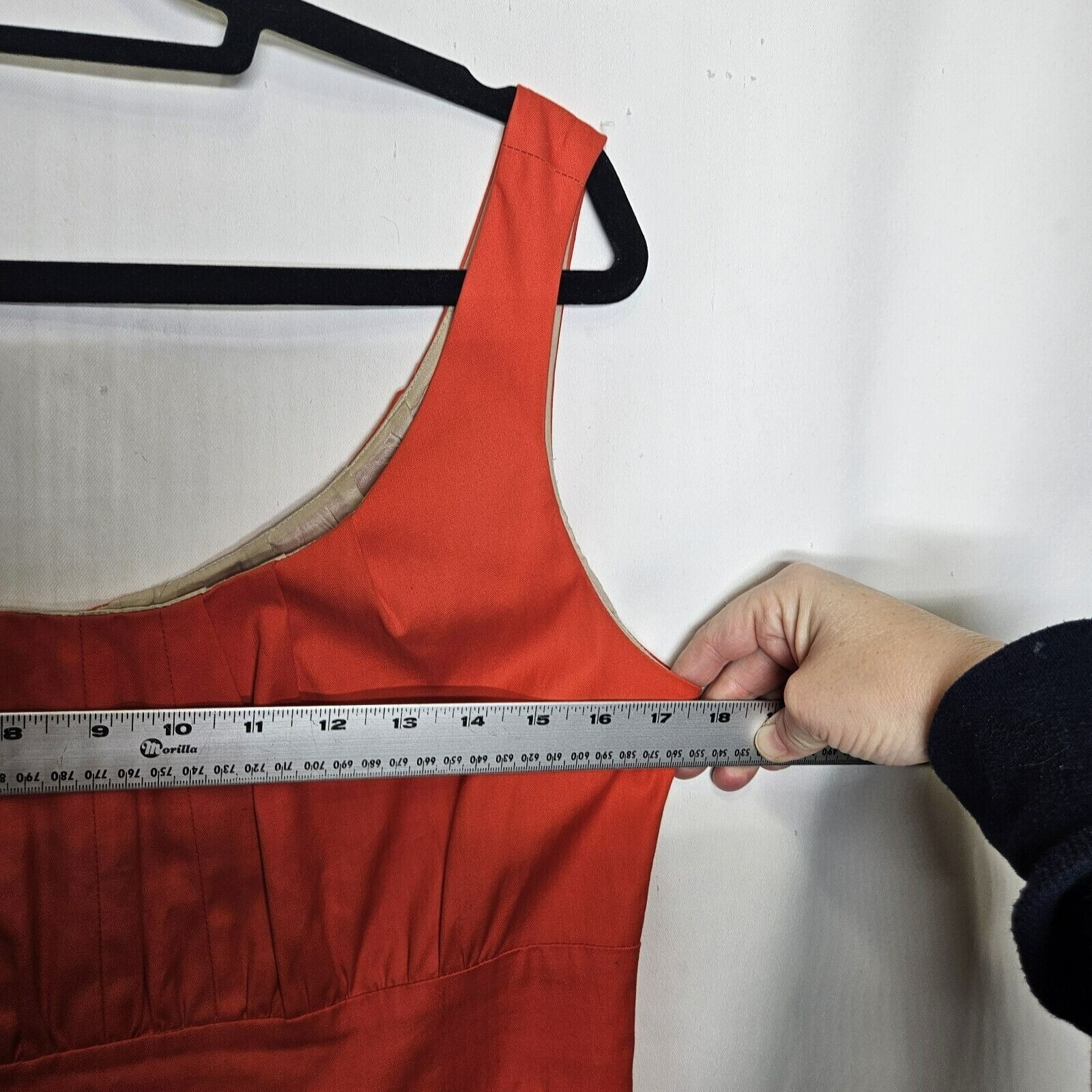 J. Crew Womens Pleated Dress Scoop Neck Cotton Sleeveless Orange Pockets Sz 8