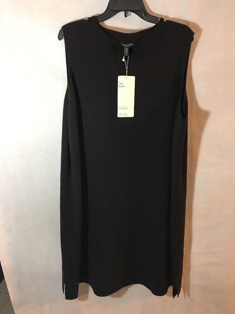NWT Eileen Fisher Wool Crepe Funnel Neck Shift Dress Clove Brown [SZ 2X ] #M808