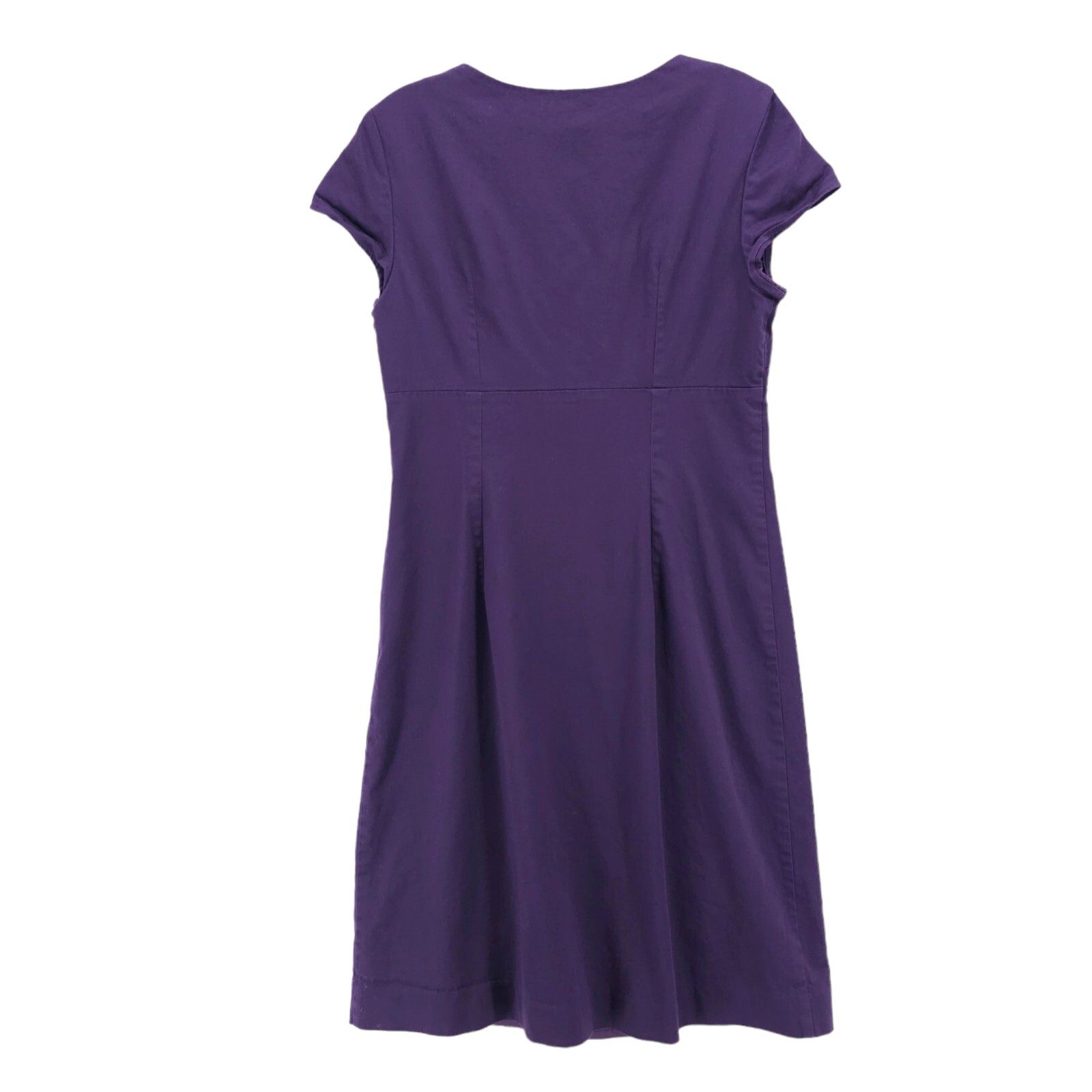 Boden Purple Shift Dress Sccop Neck Fitted Stretch Cotton Blend Size US 6 R