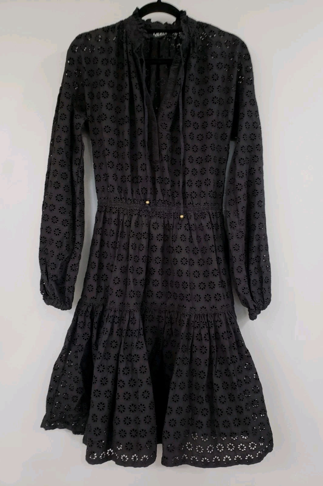 2022 SAMPLE NEVER WORN SIZE SMALL Lauren Ralph Black Eyelet Midi Dress Boho