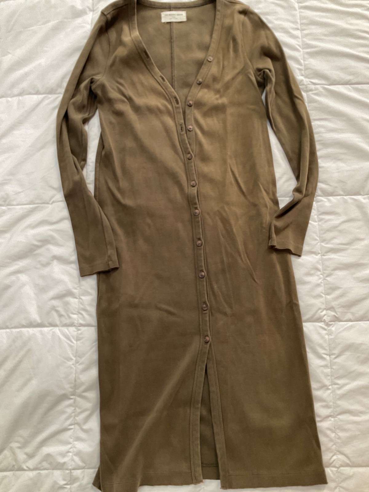 The Normal Brand Long Sleve T Shrt Everyday Dress Size S Olve Green button down
