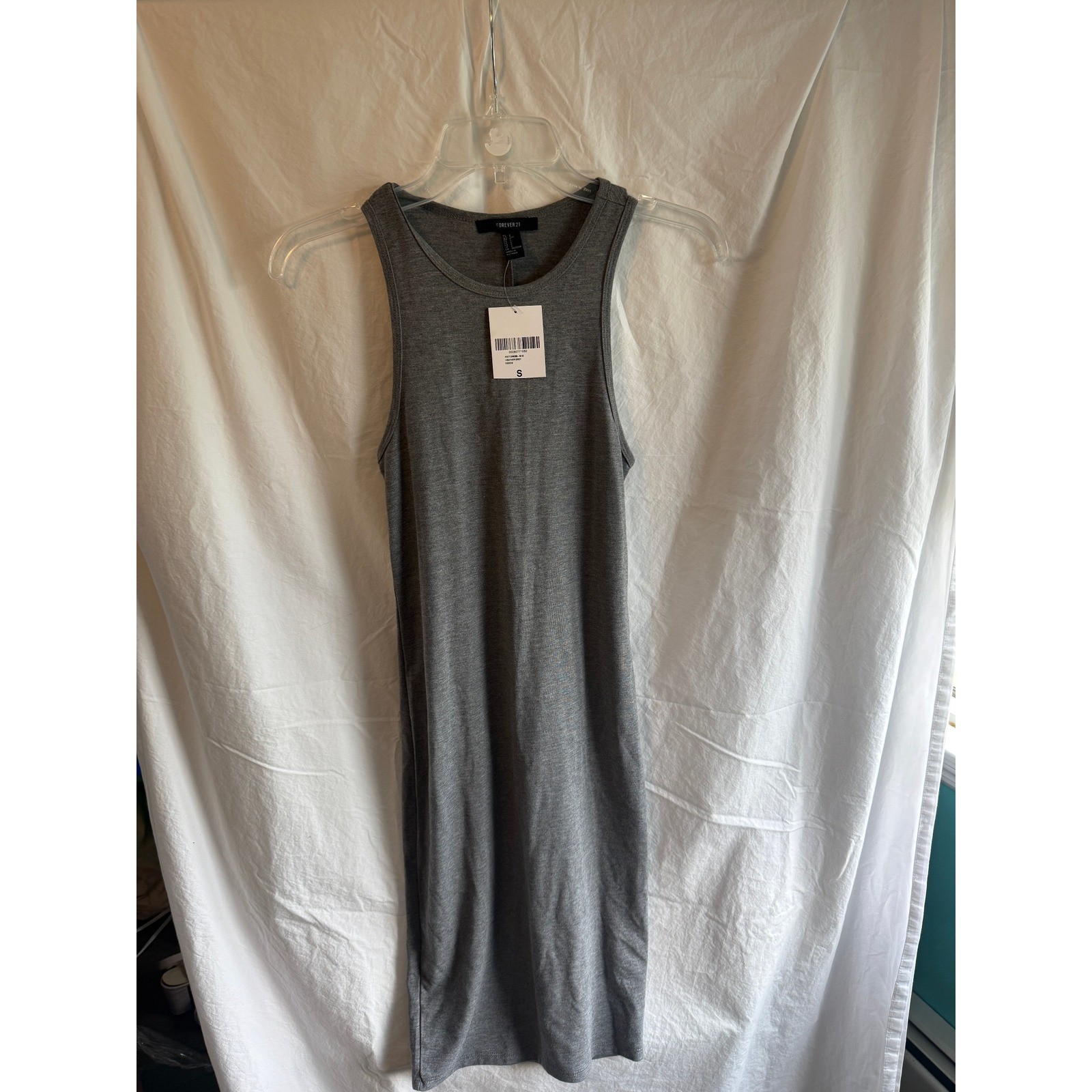 Forever 21 Heather Grey Knit Tank Dress Bodycon Racerback Midi Small NWT