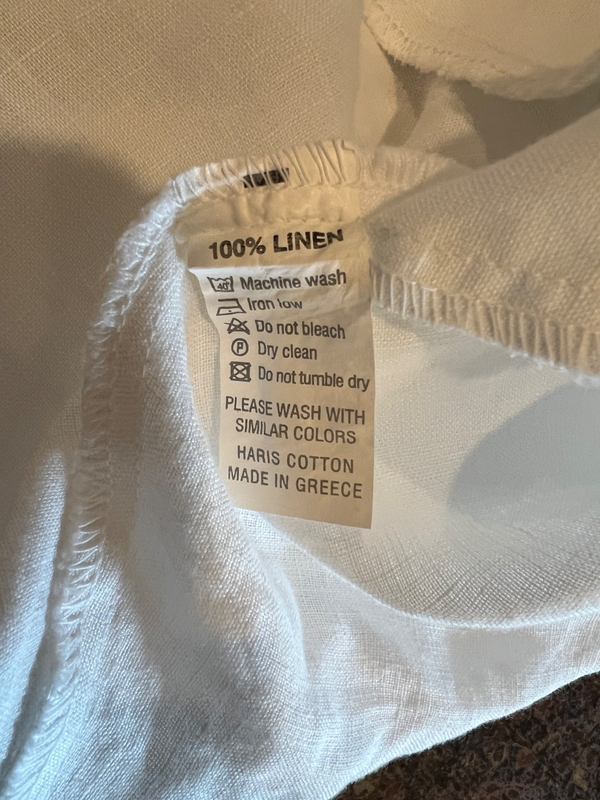 Haris Cotton 100% Linen White Sleeveless Dress Made in Greece EUC Small