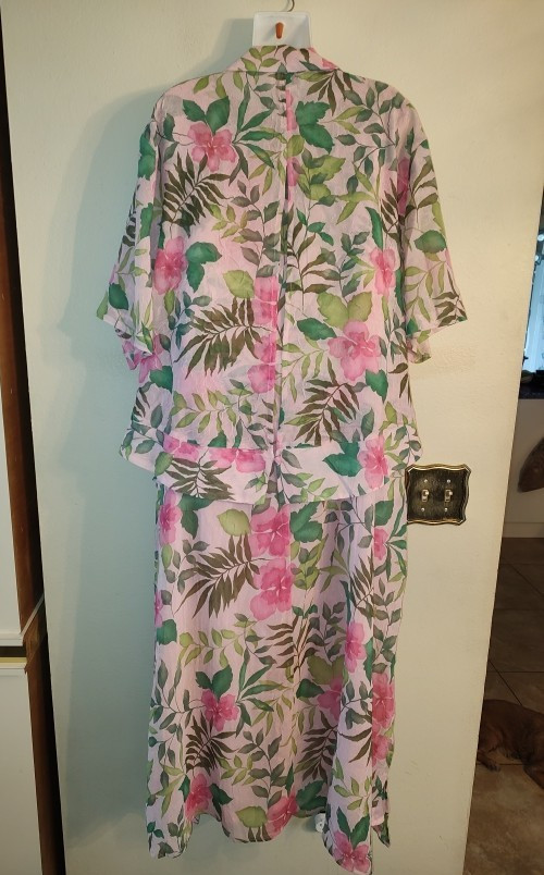 Set 2 pcs KSL Division Of Karin Stevens Pink Floral Dress with Jacket Size 24W