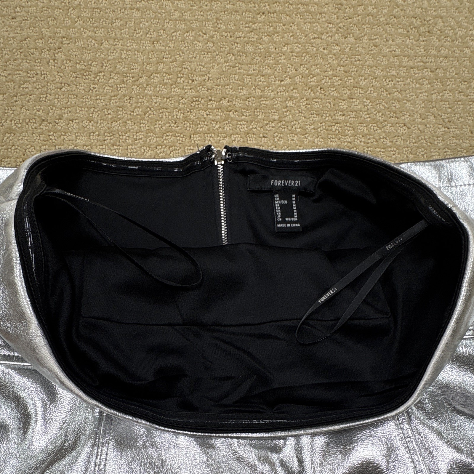 Forever 21 Glittery Silver Strapless Dress Size Medium