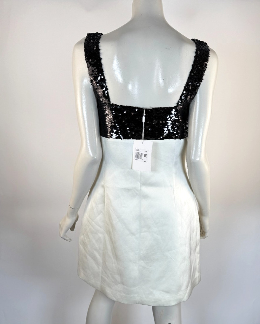 Endless Rose Sequin Bow Shift Mini Dress Women L NWT $110 Lined Ivory ZipClosure