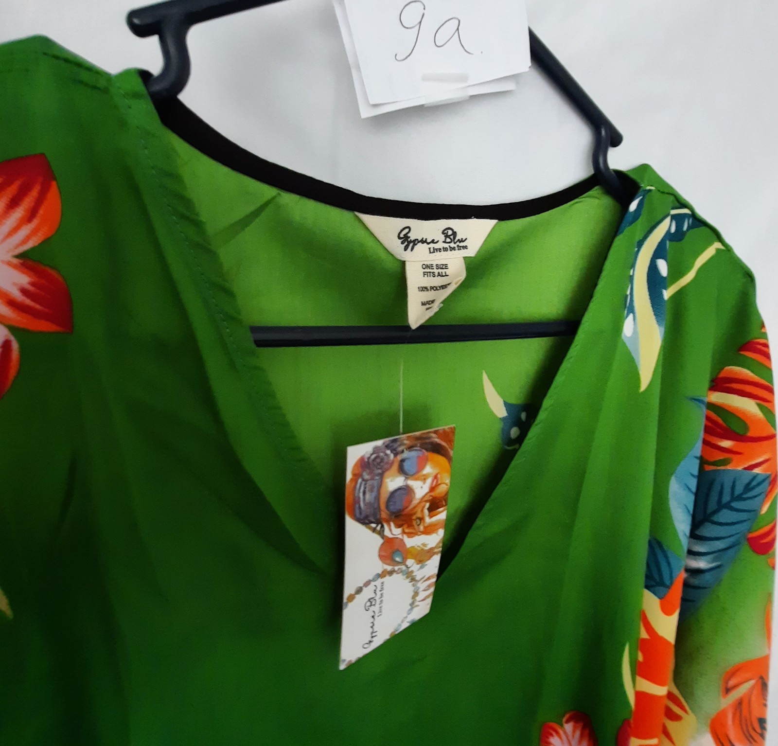 Gypsie Blu Caftan Long Dress One Size green orange blue floral Plus 3X 2X 1X NEW