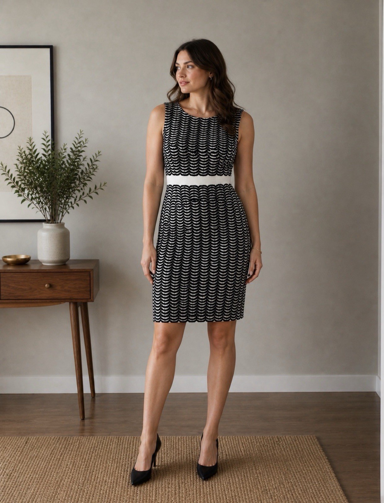 Ivanka Trump Women Sleeveless Black Lace Overlay Sz 16 Cocktail Dress S1040