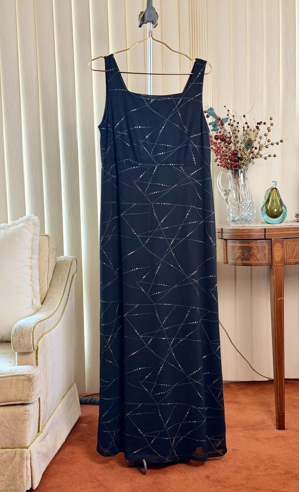 Vintage Robbie Bee Geometric Glitter Maxi Dress