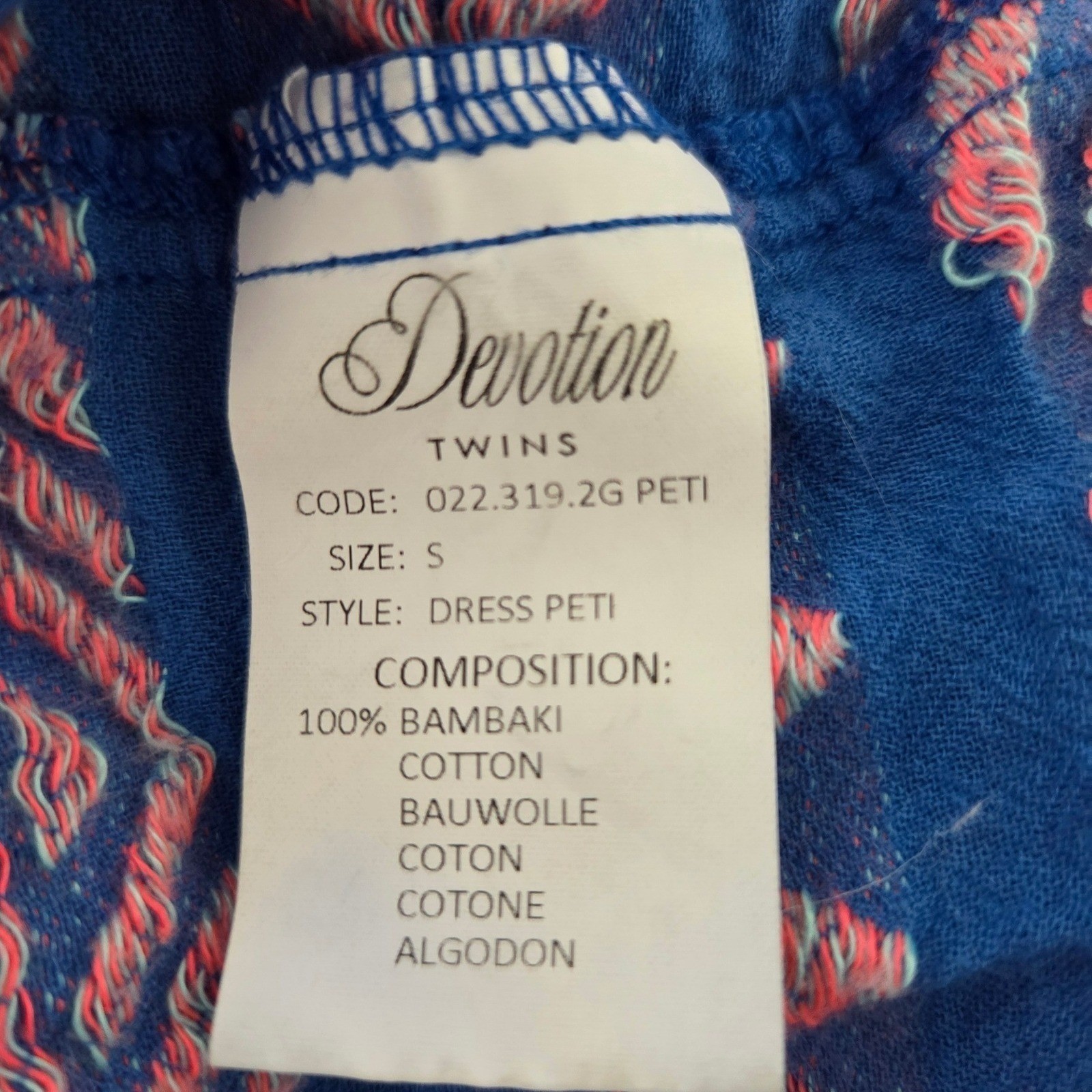 Devotion Twins Anthro Blue Pink Geometric Woven Tier Bell Sleeve Mini Dress Sz S