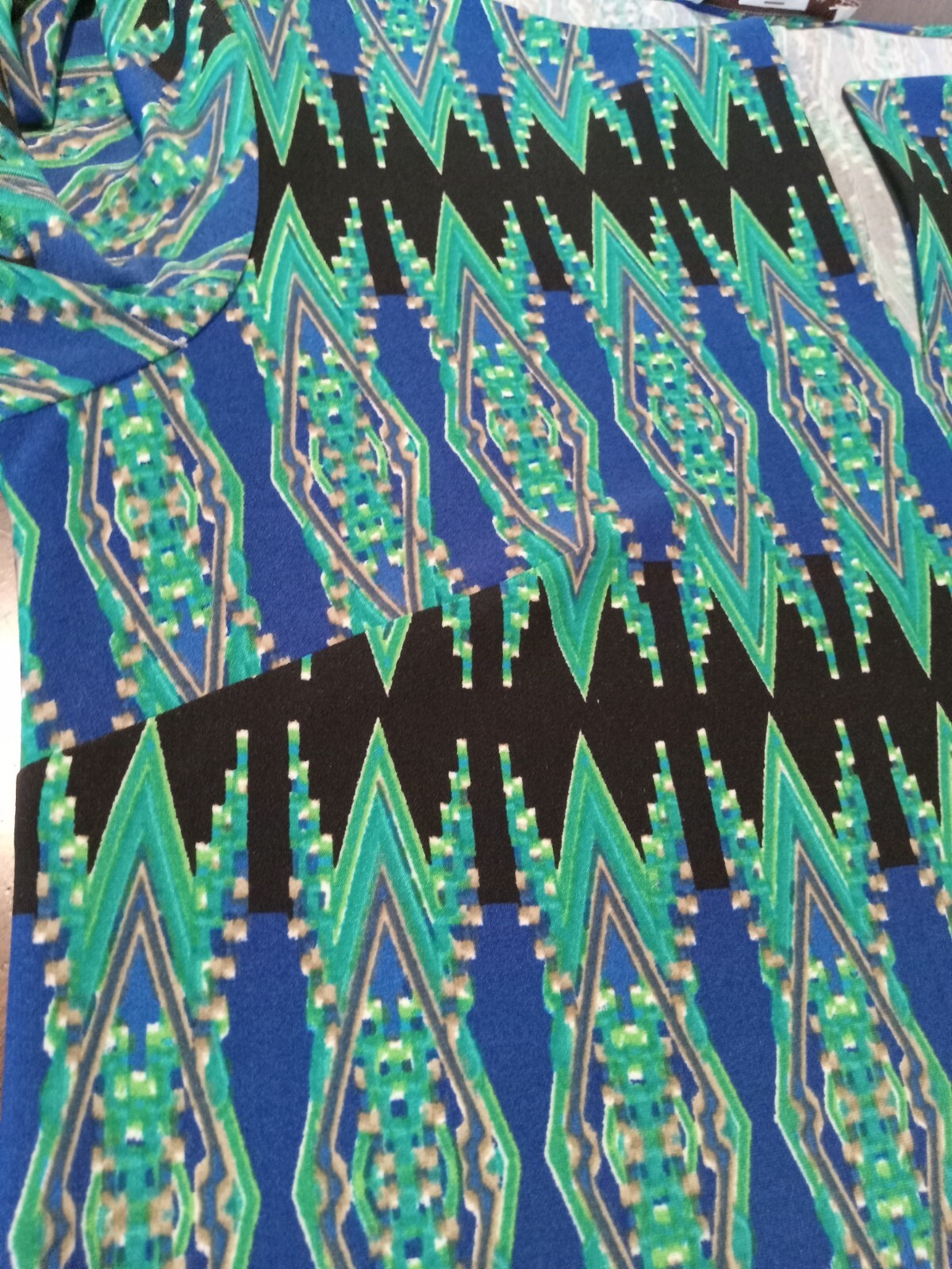 Laundry by Design Geometric Ikat Shift Dress Blue Green Sz 8 Mod Resort Vacation