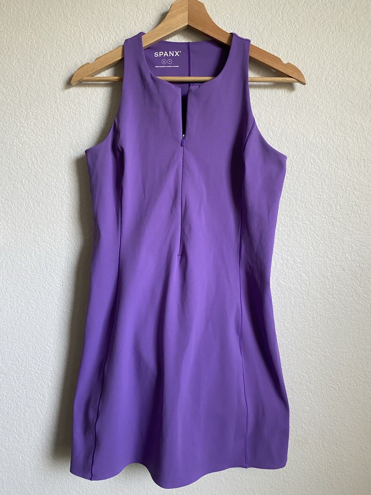 SPANX Get Moving Zip Front Tennis Golf Sport Mini Dress Vibrant Lilac Purple
