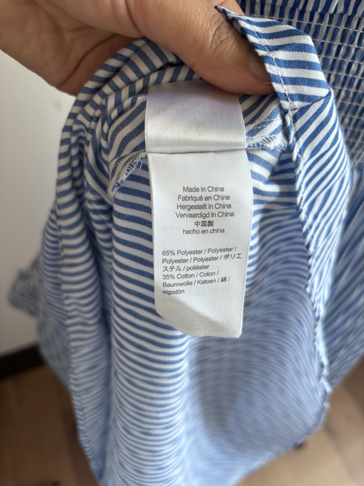 J.Crew Dress Blue White Striped Smocked Midi Pleated Womens 0