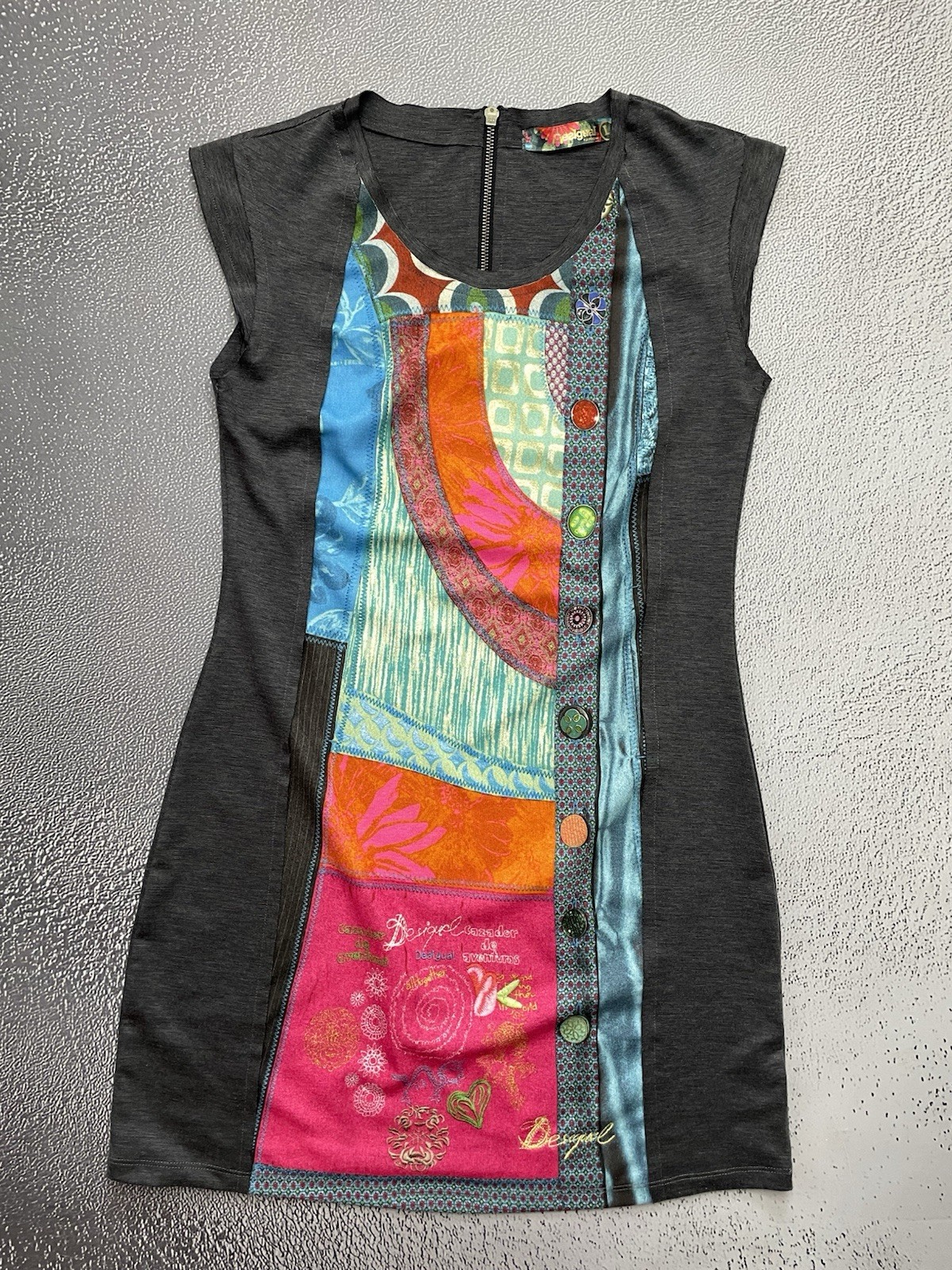 Desigual Women’s Gray Geometric Sleeveless Dress Size Large