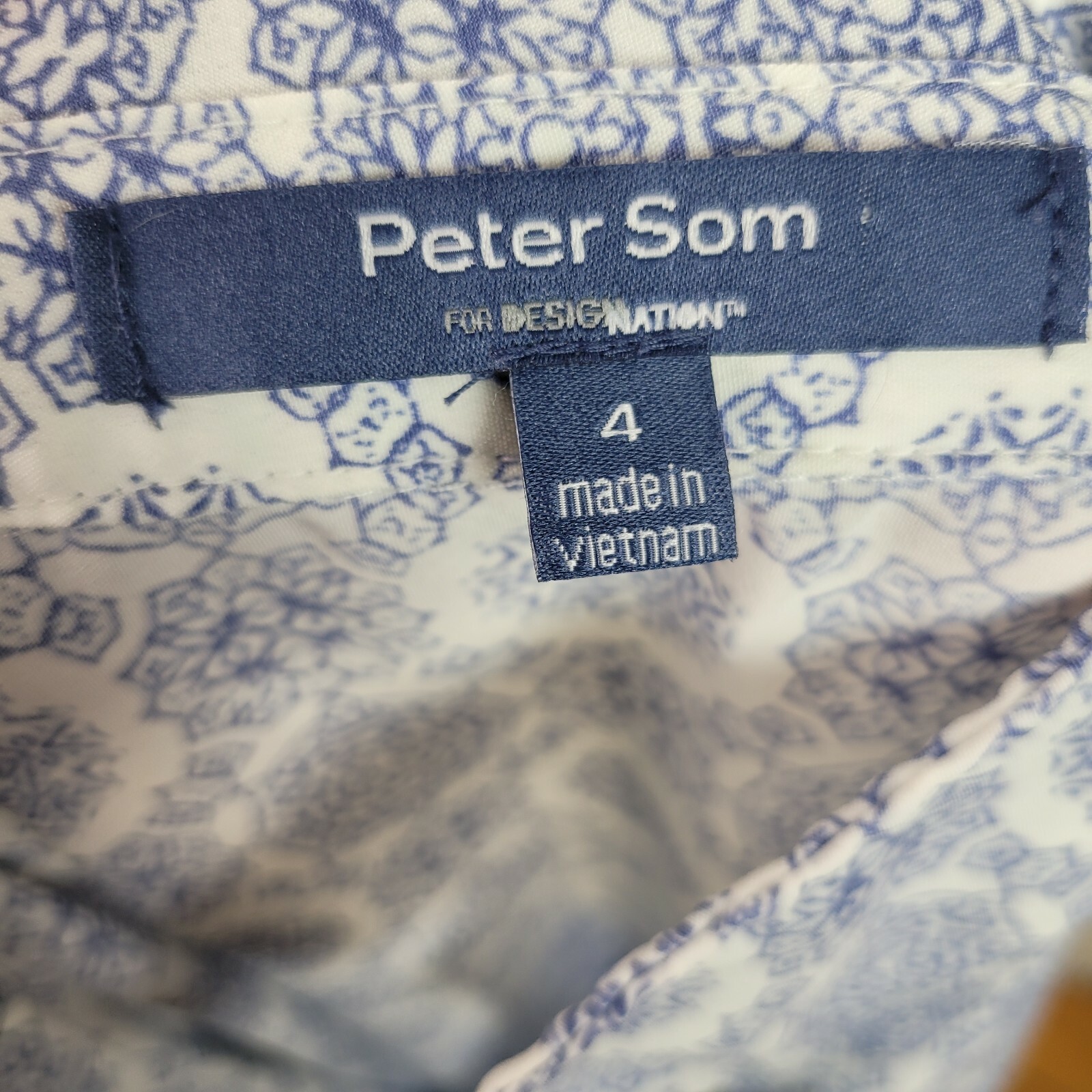 Peter Som Size 4 Shirt Dress Button front career Tie-dye belted Ruffle Hem Blue