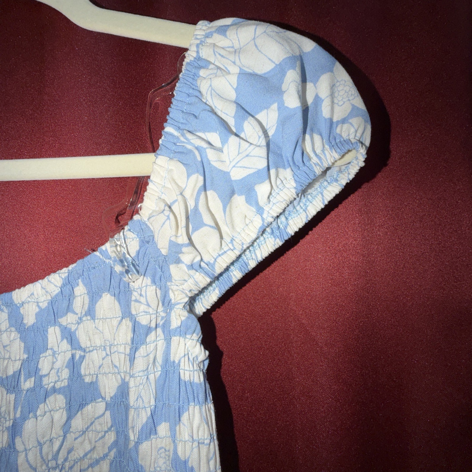 june & hudson dress mini challis floral print chambray/ivory Small