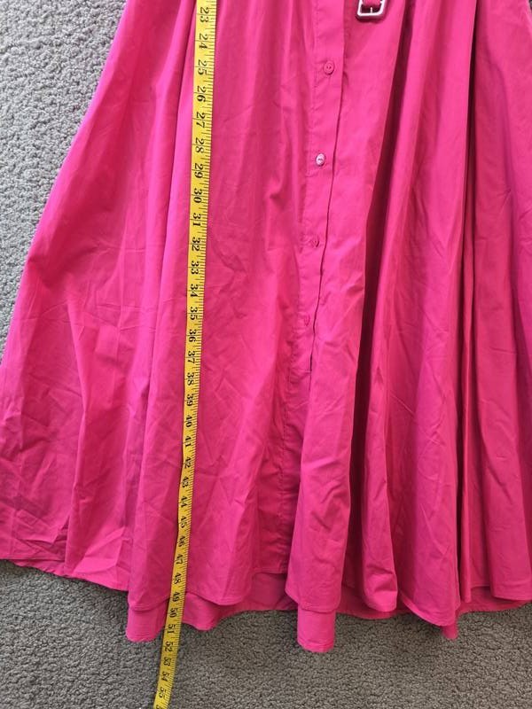 T Tahari Spread-Collar Button-Front Midi Dress Women’s 12 Tulip Pink Belted