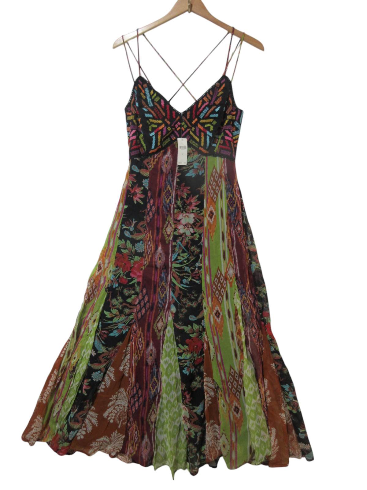 NWT $230 Sz 4 Anthropologie Maxi Dress Tank Embroidered Boho Romantic Fairy