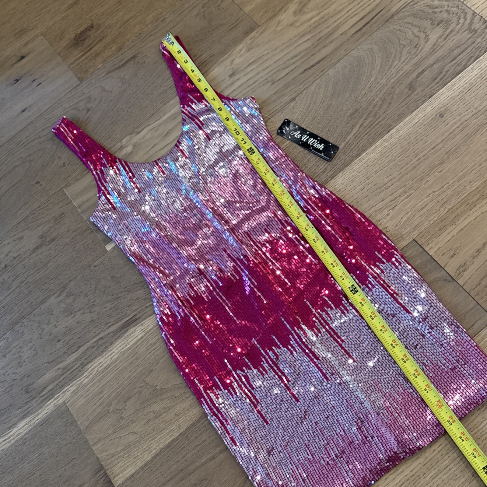 NWT As U Wish Pink Sequin Bodycon Mini Dress Juniors M Ombre Party Club Cocktail