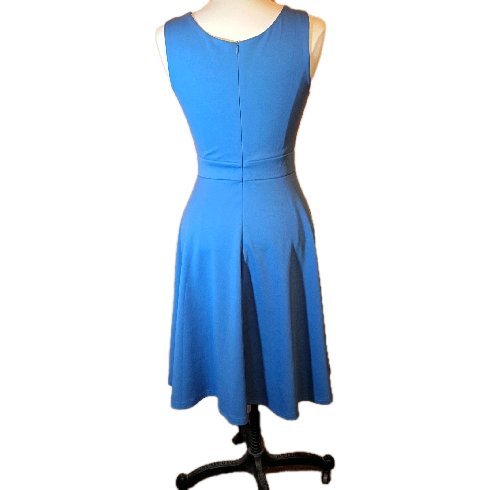 Small GRACE KARIN Surplice Blue Fit & Flare Blue Dress