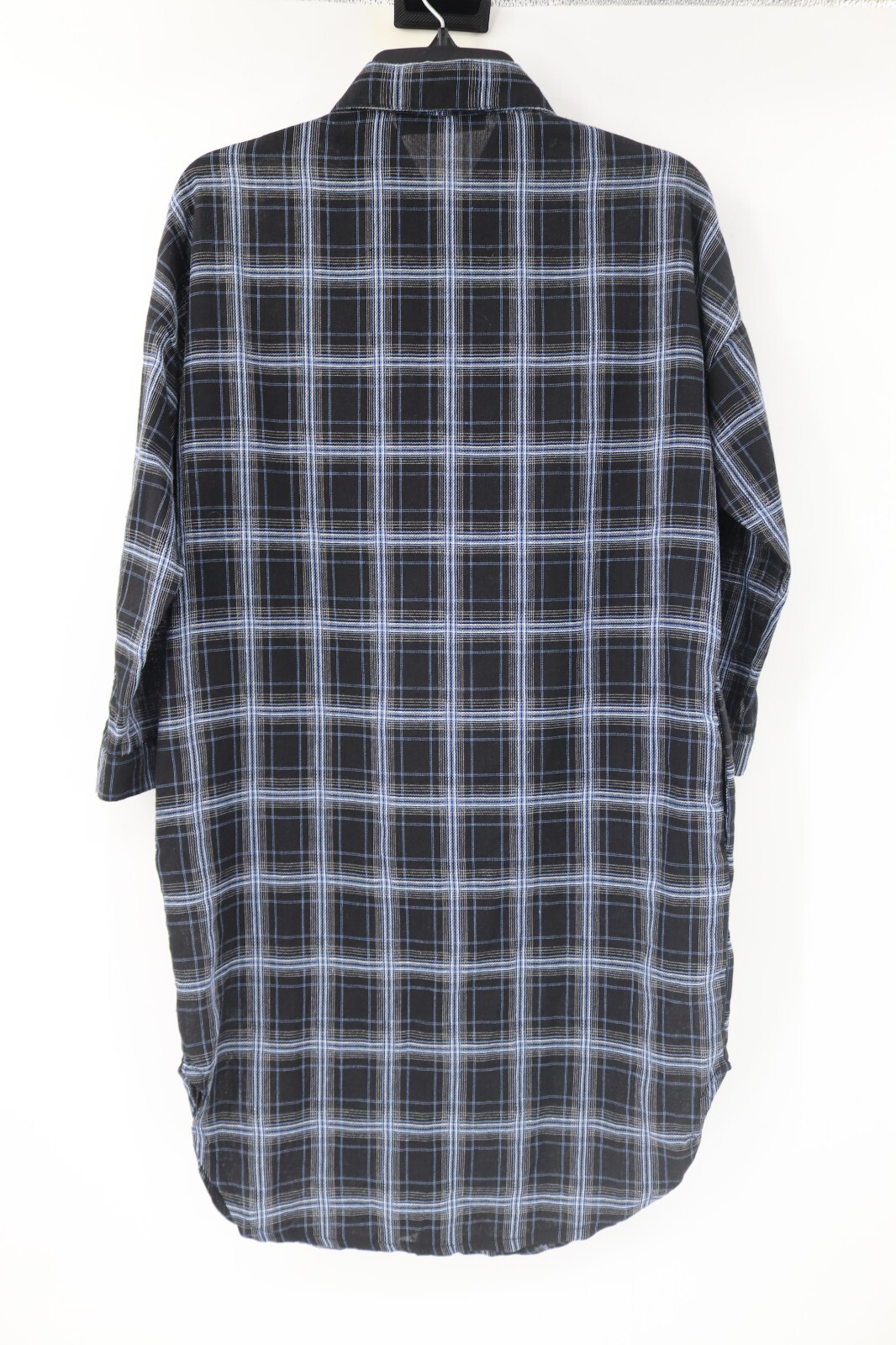 Zara Womens M/L Button front shirt dress plaid check blue collared pockets
