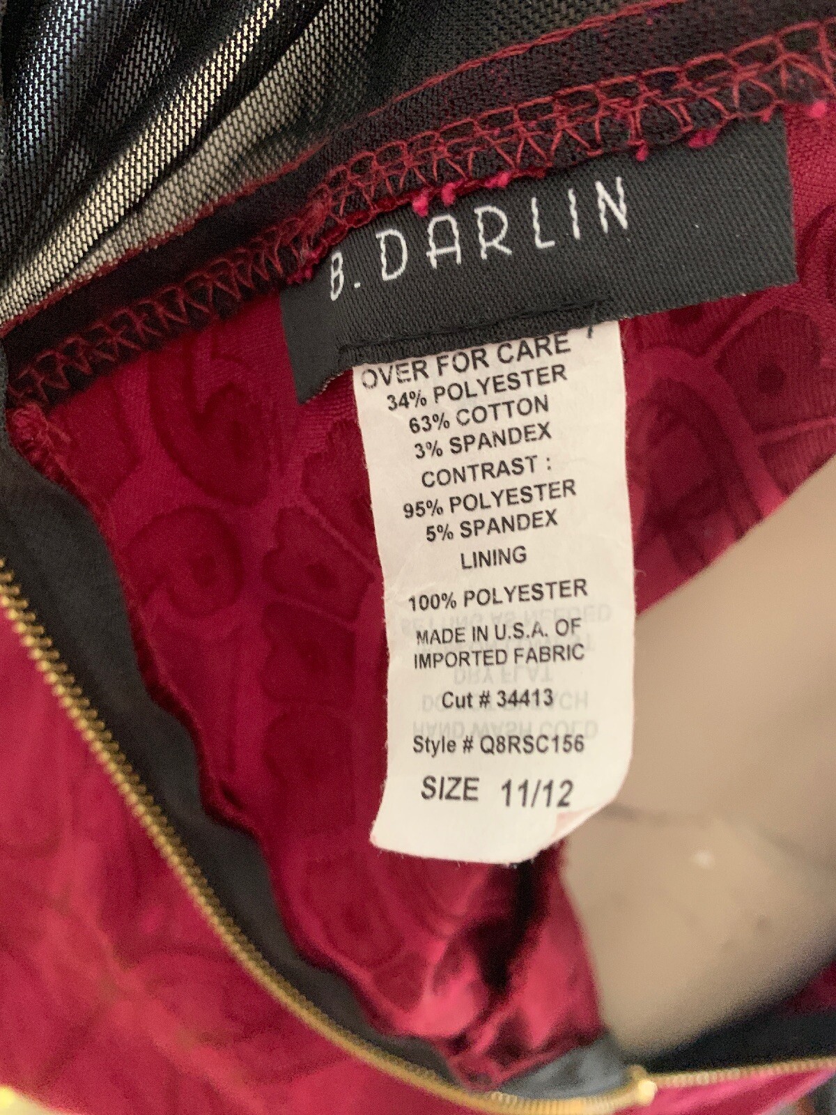 B. Darlin Wine With Black Dress Juniors Size 11-12 NWT