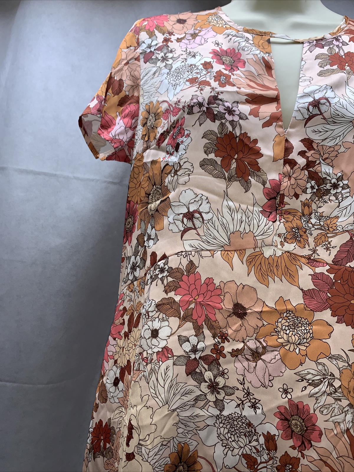Daisy Drive Floral Trapeze Pullover Dress Womans Size L Autumn Fall KG