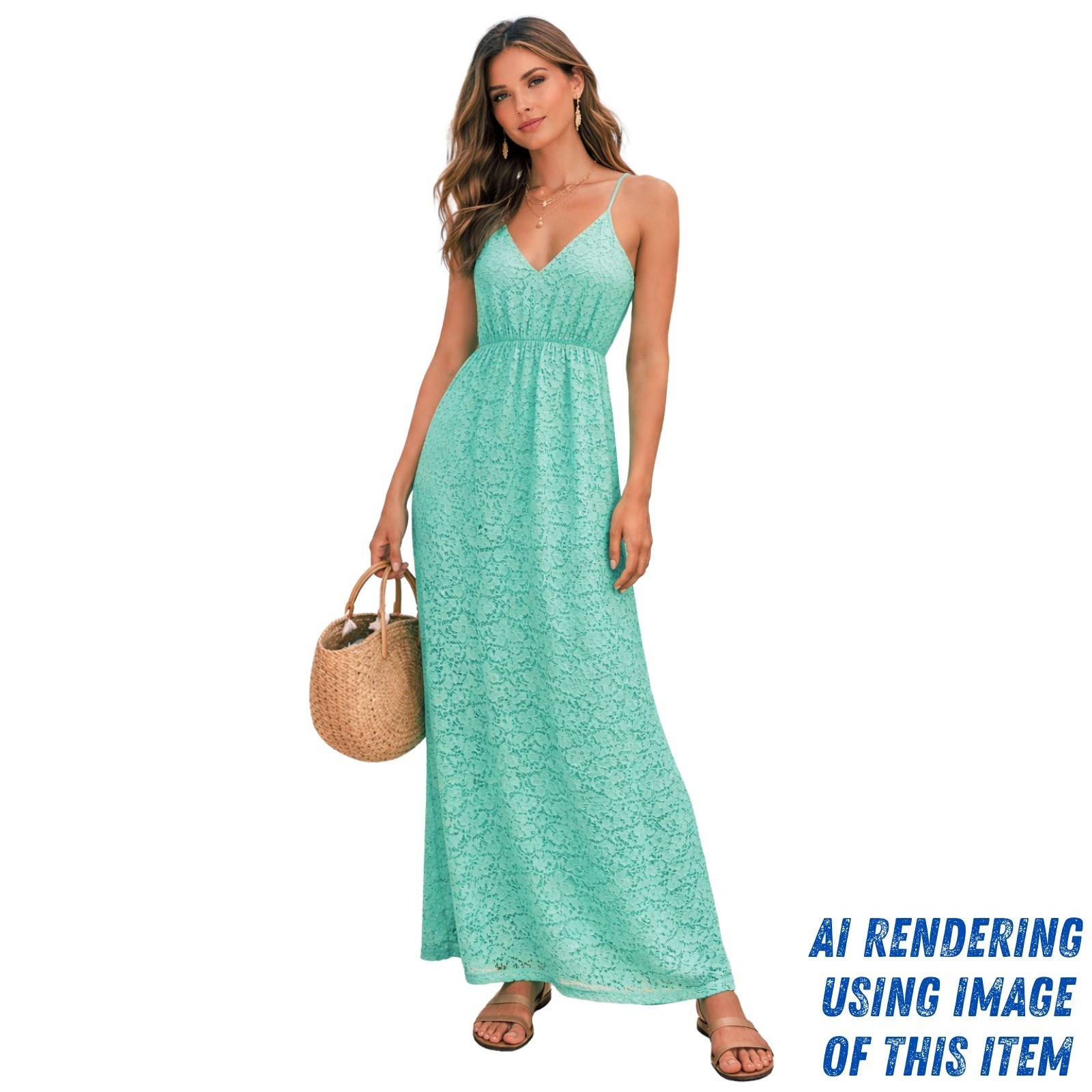 Judith March Mint Green Lace Maxi Dress Women’s Large L Boho Romantic Wedding
