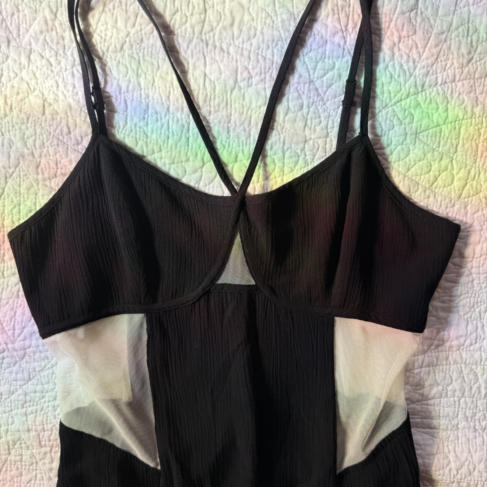 BCBGeneration Long Black Double Front Slit Mesh Size 0 Whimsigoth Gothic Vamp
