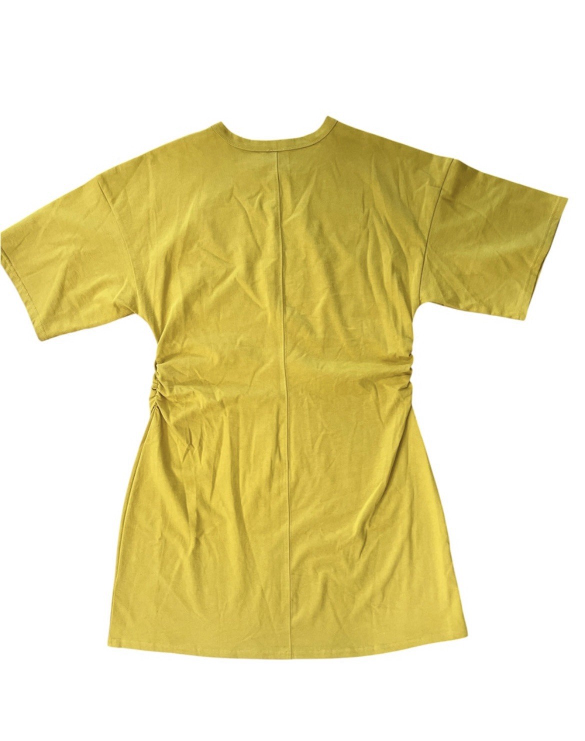 Daily Practice Field Day Gold Yellow Sinch Detail Crewneck Cotton T-Shirt Dress