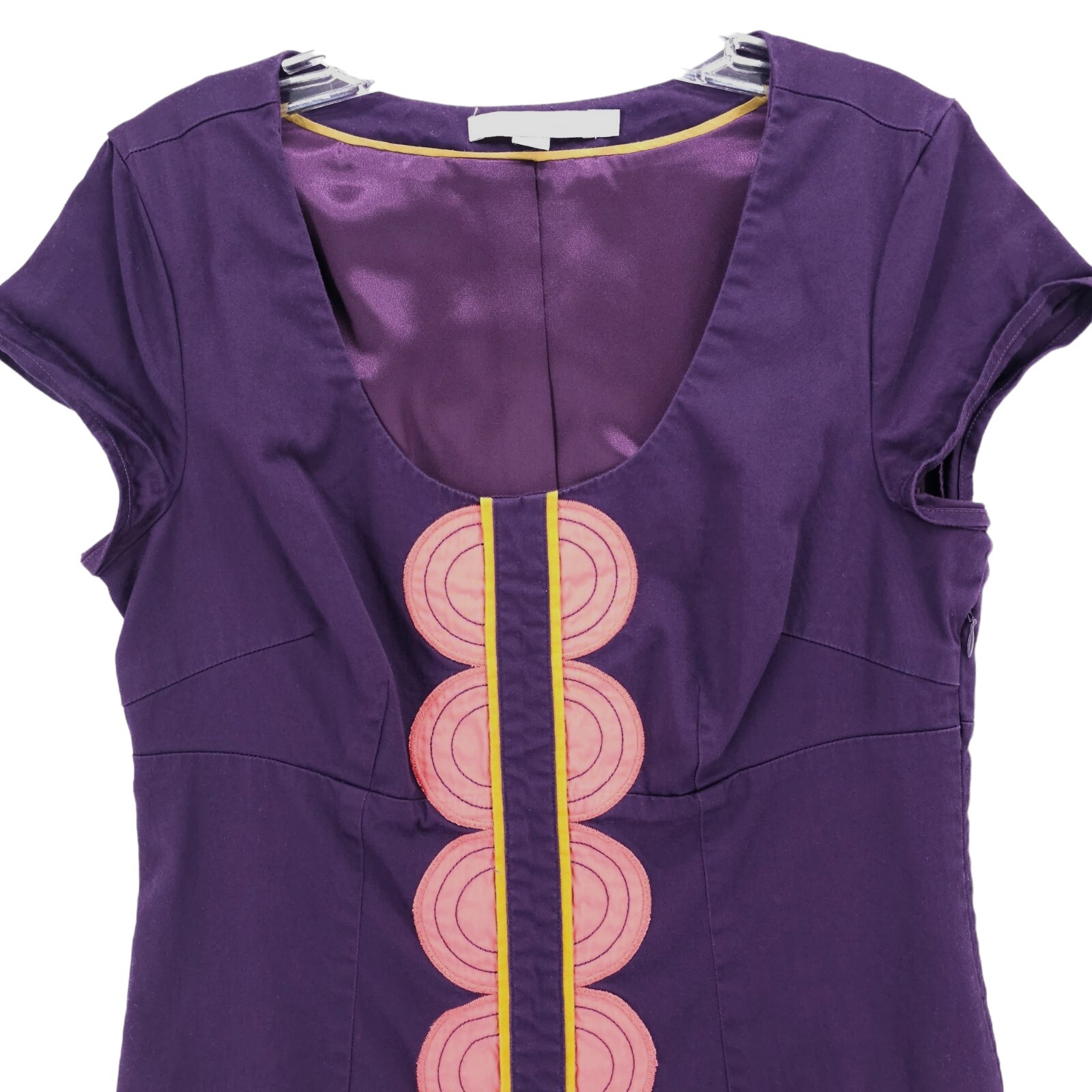 Boden Purple Shift Dress Sccop Neck Fitted Stretch Cotton Blend Size US 6 R