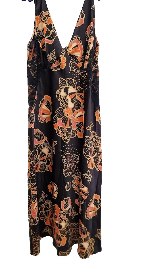 Joanna Hope Satin Slip Dress UK 16 18 Navy Blue Midi Evening Nightwear