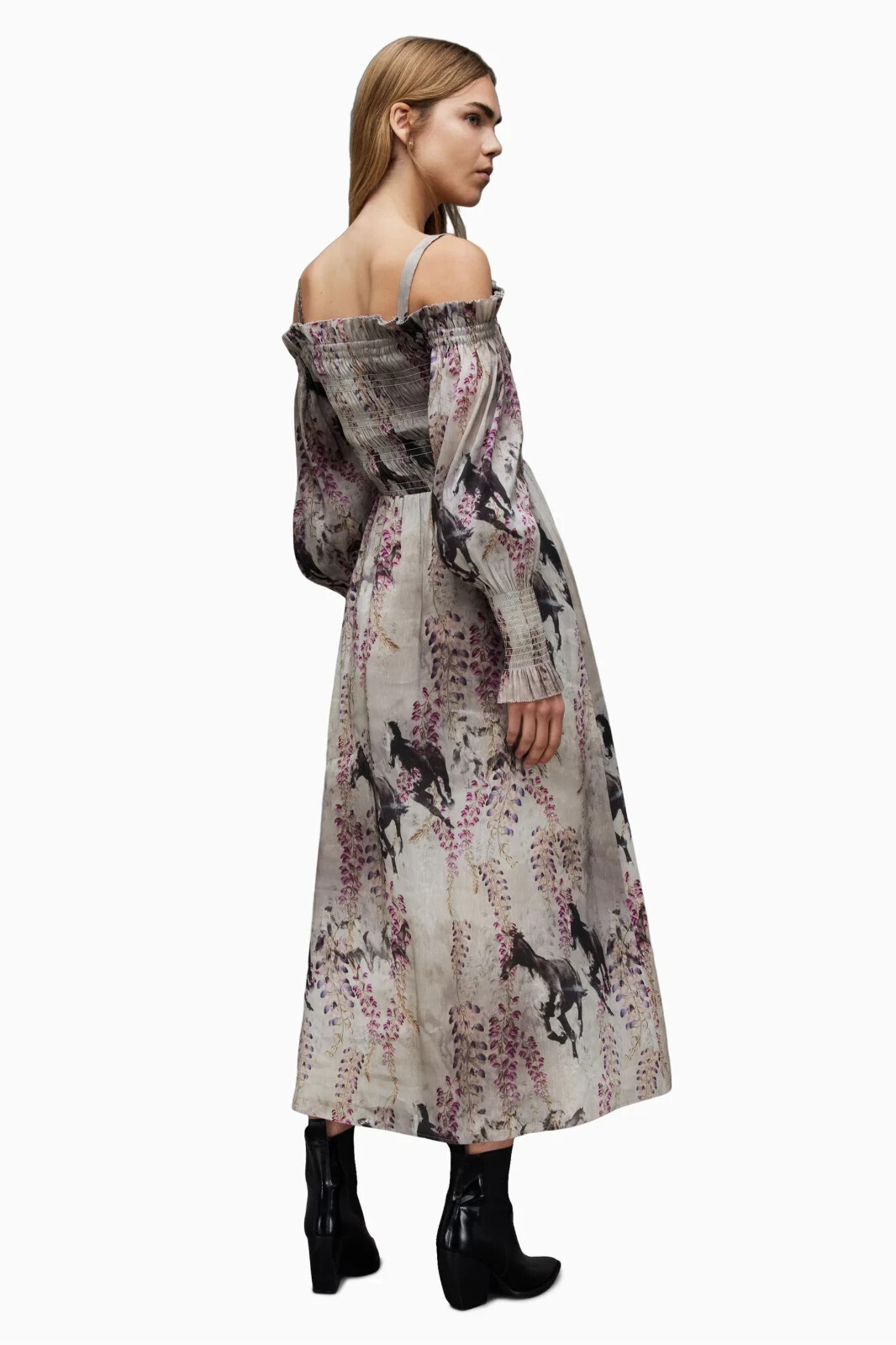 Allsaints $429 Lary Dionne Linen Slit Long Sleeve Dress Women’s US 2 UK 6 NWT